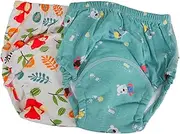 LIFKOME 2pcs Baby Training Pants Leak Proof Cotton Reusable Nappies Potty Training Underwear Soft Breathable Size l for 24-36lb Infants Random Style