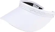 Women's Adjustable Coil Visor Glove It Golf & Tennis Head Visors for Women UV 50 Protection Ladies Sun Visor Hat Large Wide Brim Pink Bling