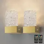 Gold Battery Operated Wall Sconces Set of 2, Wireless Rechargeable Wall Lights H