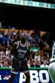 Shaquille O'Neal Orlando Magic watches a shot go up v Boston Celti- Old Photo
