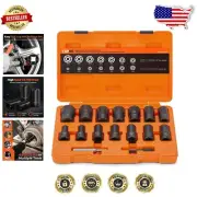 Professional Locking Lug Nut Extractor Set - Chrome Molybdenum Steel, 14 Sizes