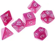 Oshhni 7pcs Colorful Polyhedral Dice for Interactive Play (D4, D6, D8, D10, D12, D20), Rose, as described