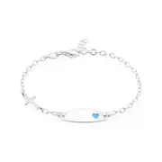 Sterling Silver 16cm Blue Name Bracelet Cross Enamel Kids Bracelet