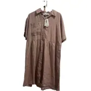 DECJUBA D-luxe Basics Linen Dress Size M Collared
