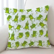 Cute Green Frog Pattern Cushion Cover
