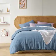 Vintage Design Homewares Denim Blue French Linen Quilt Cover Set