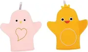 Healvian 2pcs Cartoon Bath Gloves Kids Bath Towels Travel Towel Bath Mitts Washcloths Cartoon Showering Gloves Skin Care Tools Wash Mitt Towel Women's Plant Fibres Wipe Back Yellow Duck