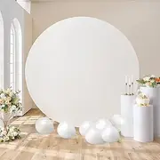Outpain 6.5FT Ivory Round Arch Backdrop Cover for 6.5FT/6.6FT Circle Arch Stand Wrinkle Resistant Circle Arch Backdrop Cover for Wedding, Birthday, Baby Shower Decorations