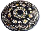 36" "Exclusive Black Marble Coffee Table Floral and Bird Mosaic Inlay Art Decor