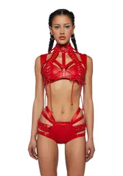 [Club Exx] Rude Awakening Harness Bra Top - Ruby