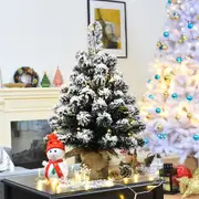 Costway 60CM Tabletop Mini Christmas Tree Xmas Decoration Snowy Tips Warm LED w/ 8 Flash Modes Timer Home