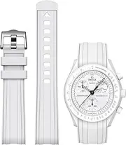 [Stanchev] Strap for Omega x Swatch MoonSwatch Watch 20mm,Soft Replacement Rubber Strap for Swatch Omega Moonswatch Speedmaster,Curved No Gap strap for Moonswatch Swatch Men Women