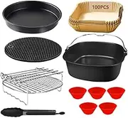 Air Fryer Accessories Set 8 inch,12 Piece 22 cm XXL Compatible for Philips 7.2L/8.3L,for COSORI 5.5L, for Tefal 6.5L, for Cecotec 6L.