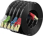 CableGeeker Cat 8 Ethernet Cable 5FT 5 Pack Black, 40Gbps 2000Mhz High Speed LAN Network Cable Gigabit Cat8 Patch Cables, Professional RJ45 Flat Internet Cable for Modem,Router,PC,PS5,Xbox,Patch Panel