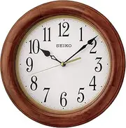 SEIKO 12 Inch Round Wood Classic Wall Clock, White,Brown
