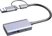 4 in 1 Card Reader Aluminum Alloy Easy to Use Replacement High Speed Transmission Multifunctional Gray USB C, USB 3.0, SD, TF
