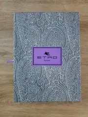 ETRO Grey Blue Notebook Journal And Eyewear Cleaning Cloth Brand New Gift Set