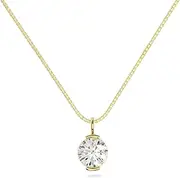 [Adora Fine Jewelry] Lab Created Moissanite Round Bezel Pendant | D Color | VVS1 Clarity | 8.0mm | 2.0 CTW | Pendant Only or with Box/Cable Chain | 14K Solid White Or Yellow Gold