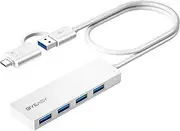 BYEASY USB Hub, USB 3.1 C to USB 3.0 Hub with 4 Ports and 2ft Extended Cable, Ultra Slim Portable USB Splitter for MacBook, Mac Pro/Mini, iMac, Ps4, PS5, Surface Pro, Flash Drive, Samsung(White)