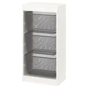 TROFAST storage combination with boxes, white/dark grey, 46x30x95 cm