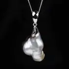 Unique~ 15.5×26mm Baroque Silver South Sea Pearl Pendant Sterling Silver