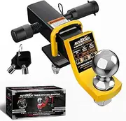 AUTMATCH Trailer Hitch Ball Mount with 2 Inch Hitch Ball - Fits 2" Receiver with Hitch Tightener, 8000Lbs Capacity Ball Hitch, 2-Inch Drop with 5/8" Hitch Lock Pin, Yellow & Black