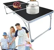 Outdoor Folding Table, Lightweight Aluminium Picnic Desk, Portable Grill Station, Adjustable Height Storage Furniture, Compact Travel , Beach for Hiking, A
