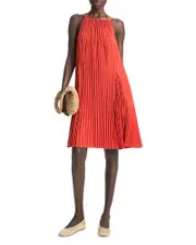 Vince Pleated A Line Pintucked Dress