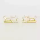 14K REAL Solid Gold Baguette Cubic Zirconia Line Bar Stud Earrings Minimal Style