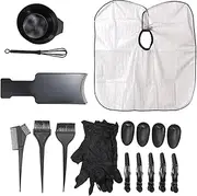 18pcs Ha Color Mixing Dye Kit Ha Coloring Set Salon Tools Ha Dyeing d Cape Tint Brush Comb Bowl Ha Clips Whisk Ear Covers Gloves for Home & Salon