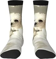 [EdWal] Soft french poodle print Moisture Wicking Socks Sports Socks for Men and Women Warm thermal Boot Hiking Socks