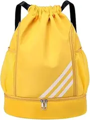 Drawstring Backpack Sports Gym Bag, Large Capacity Waterproof Gym Bags Lightweight Travel Backpack With Shoe Compartment and Water Bottle Holder for Men Women