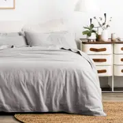 Sheridan Washed Linen Cotton Quilt Cover Set in Grey