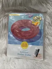 Red 36" Inflatable Glitter Swim Tube - Sun Squad™ Beach Fun Pool Vacation