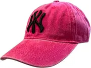 [BLUECHOLON] Kids Hat with NY Embroidery, 6 Panels with Adjustable Closure, Embroidered Vents, Kids Hat for Girls and Boys, 4-13 Years, Fuchsia, 30, Fuchsia, 30