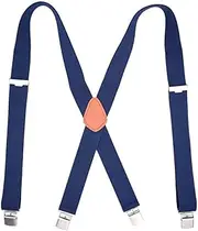 [YiyiLai] Men Solid X Back Adjustable Elastic Braces 4 Metal Clips Suspenders