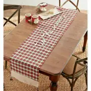 MUD PIE WHITE TARTAN PLAID TIS THE SEASON CHRISTMAS TABLE RUNNER