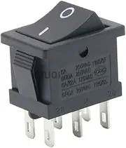 EKSIL 1PCS KCD1 Mini Red/Black Switch 6 pin On/Off/On Rocker Switch AC 6A/250V10A/125V(6pin On-Off Black)