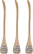 Grcfumo 3Pcs Honey Dipper Sticks, Wooden Honey Stirrer, Reusable Carving Honey Spoon Mixing Stick for Home, Kitchen, Restaurant (Wood Color)