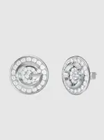 GUESS Silver G Coin Pavé Stud Earrings