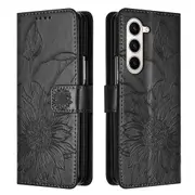Galaxy Z Fold5 Wallet Case 3 Credit Card Slot ID Card Holder, PU Leather Flip Case - Black