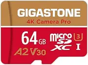 Gigastone 64GB Micro SD Card, 4K Camera Pro, UHD Video for GoPro, Action Camera, Wyze, DJI, Drone, R/W up to 95/35MB/s MicroSDXC Memory Card UHS-I U3 A2 V30