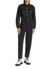 NWT 7 FOR ALL MANKING Ballon Denim Utilty Jumpsuit Sz L-$378