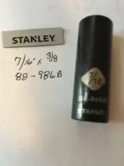 Stanley 7/16" x 3/8" Dr Deep Socket 6 Pt # 88-986B Black Chrome Free Shipping