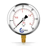 4" Pressure Gauge - Chrome Plated Steel Case, 1/4"NPT, Lower Side Mnt. 30 PSI