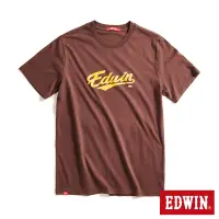 在飛比找Yahoo奇摩購物中心優惠-EDWIN 網路獨家 復古可樂字形短袖T恤-中性-深咖啡