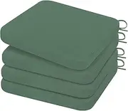 HARBOREST Square Chair Cushions for Dining Chairs Set of 4 - Chair Pads for Dining Chairs with Ties and Non-Slip Back, High-Resilience Indoor Seat Cushions, 16" x 16" x 2", Green