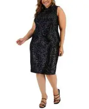 RACHEL Rachel Roy Women's Plus Size Black Harland Sequined Dress - 14W - Black