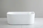 1500*750*580mm Ceto Bari Groove Gloss White Freestanding Back to Wall Bath