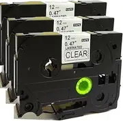 TZ-131 TZe-131 Black on Clear Compatible for Brother P-Touch TZ TZe Tape Label 12mm(0.47 Inch) x 8m (26.2ft) (3PK)